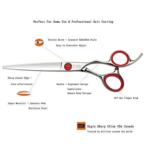 EAGLE SHARP Professional Hair Cutting Shears 6.0 Inch (15.24 cm) | Convex Edge Japanese Stainless Steel thumbnail 2