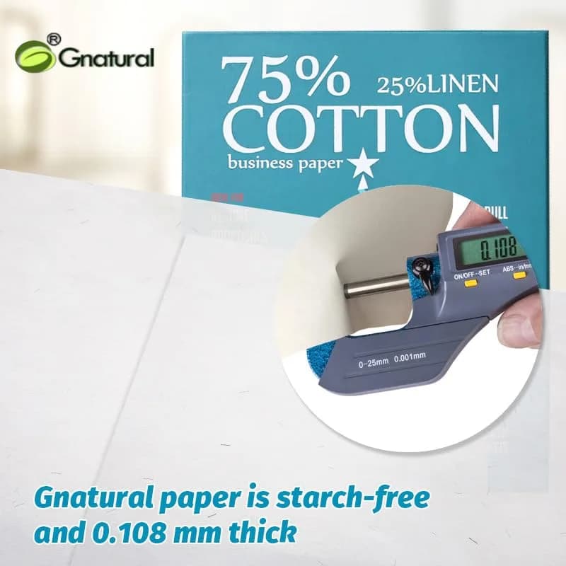 Gnatural 75% Cotton 25% Linen Paper 85gsm 21.6 x 27.9 cm (8.5"x11") White 100 Sheets | Fade-Resistant Resume Paper thumbnail 5