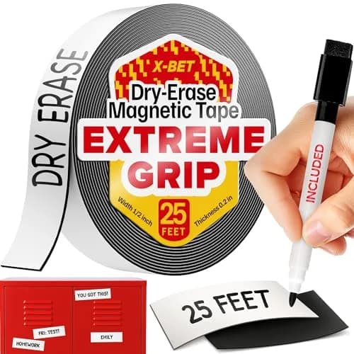 X-bet MAGNET Dry Erase Magnetic Strips 2.5cm x 7.6m (1in x 25ft) | Write-On Flexible Magnetic Tape for Organization thumbnail 1
