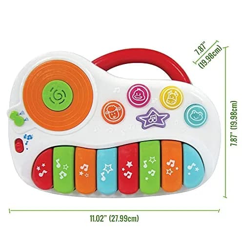 KiddoLab Musical Piano Toy for 1-3 Year Olds | 8-Key Rainbow Keyboard with DJ Turntable & Animal Sounds thumbnail 6
