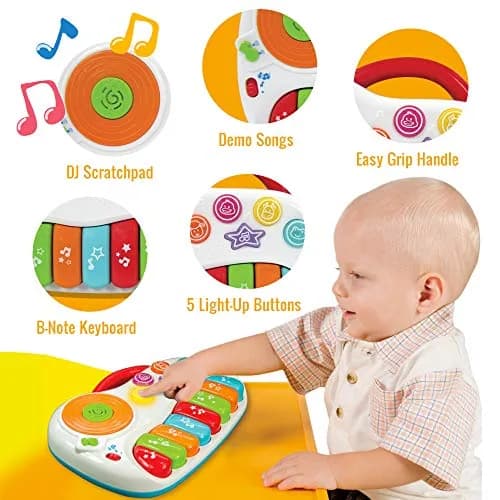 KiddoLab Musical Piano Toy for 1-3 Year Olds | 8-Key Rainbow Keyboard with DJ Turntable & Animal Sounds thumbnail 3
