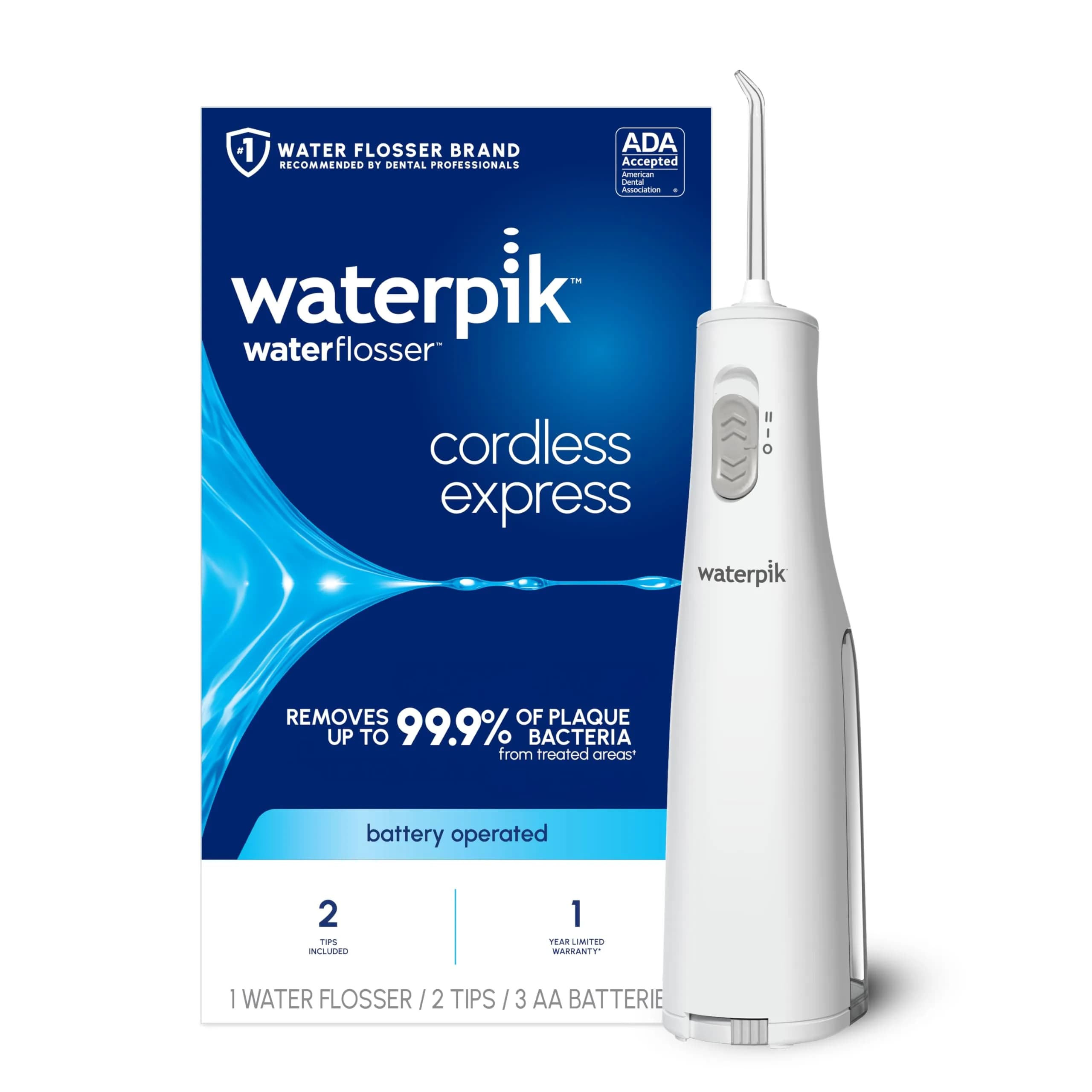 Waterpik Cordless Express Portable Water Flosser White 5 fl oz (148 ml) | Dentist Recommended Oral Irrigator