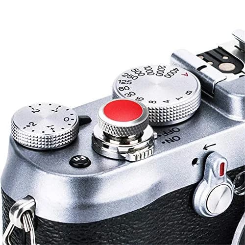 JJC Deluxe Soft Release Button Red | Copper & Microfiber Leather for Fujifilm, Sony, Leica, Canon, Nikon Cameras thumbnail 1