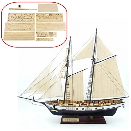 HAPYLY 1/130 Scale Wooden Sailing Boat Model Kit 38cm (15in) | Hobby Craft Assembly for Adults thumbnail 1