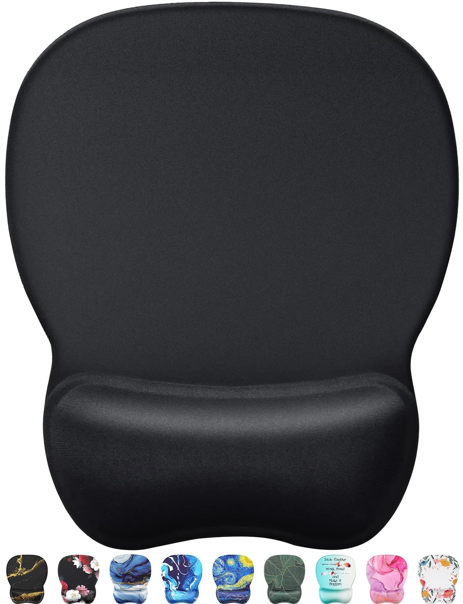 MROCO Ergonomic Mouse Pad with Gel Wrist Rest, 24cm (9.4 in) x 20.5cm (8.1 in), Black | Smooth Lycra Surface & Non-Slip Base