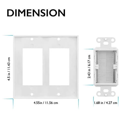 Fosmon 2-Gang Brush Style Passthrough Wall Plate 1 Pack | Flush Mount for HDMI, Network, Coaxial, Speaker Cables thumbnail 5