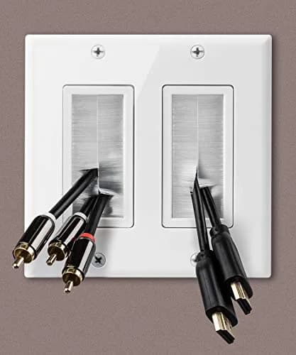 Fosmon 2-Gang Brush Style Passthrough Wall Plate 1 Pack | Flush Mount for HDMI, Network, Coaxial, Speaker Cables thumbnail 6