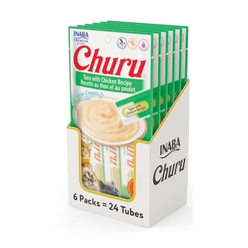 INABA Churu Cat Treats Tuna with Chicken Recipe, 12 oz (24 Tubes) | Hydrating & Low Calorie Cat Treat thumbnail 1