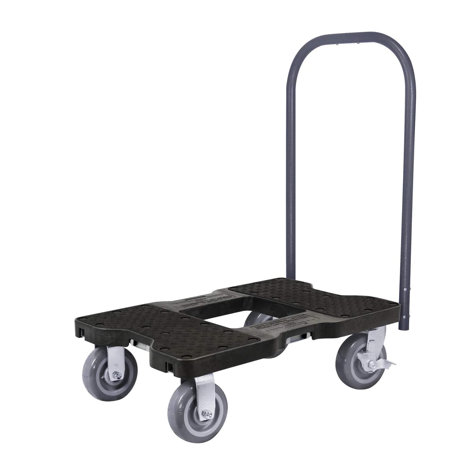 Snap-Loc 1800 lb Super-Duty Material Handling Truck | Steel Frame, 6 inch Polyurethane Casters — Push Cart Dolly, Black