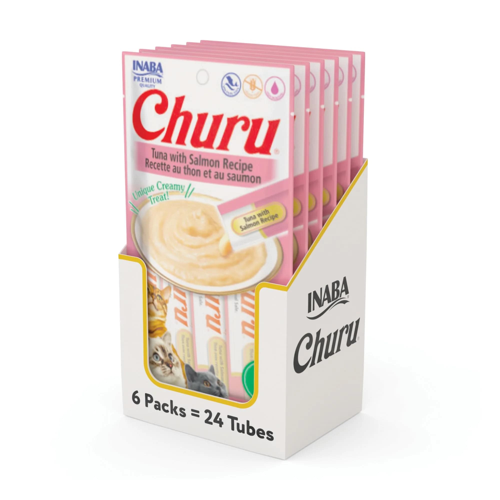 INABA Churu Cat Treats Chicken with Shrimp Recipe Lickable Purée 24 Tubes (12 oz / 336 g) | High Moisture, Low Calorie — Wet