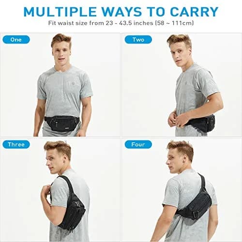 Oxpecker Waist Pack Bag Black 22.86cm (9in) | 5 Pockets, Waterproof, Adjustable Strap thumbnail 4