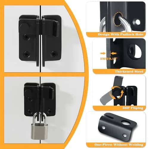 Alise Black Flip Latch Gate Latch, Shed Door Lock, Barn Door Lock, L-Size | Heavy Duty Stainless Steel thumbnail 5