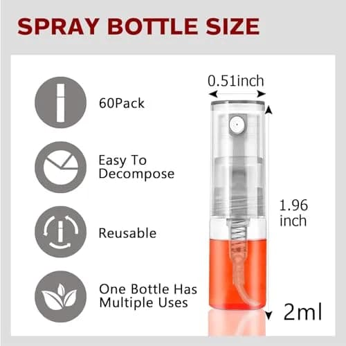 Csdtylh Mini Spray Bottle 2ml | Refillable Glass Atomizer for Perfume & Essential Oils thumbnail 2