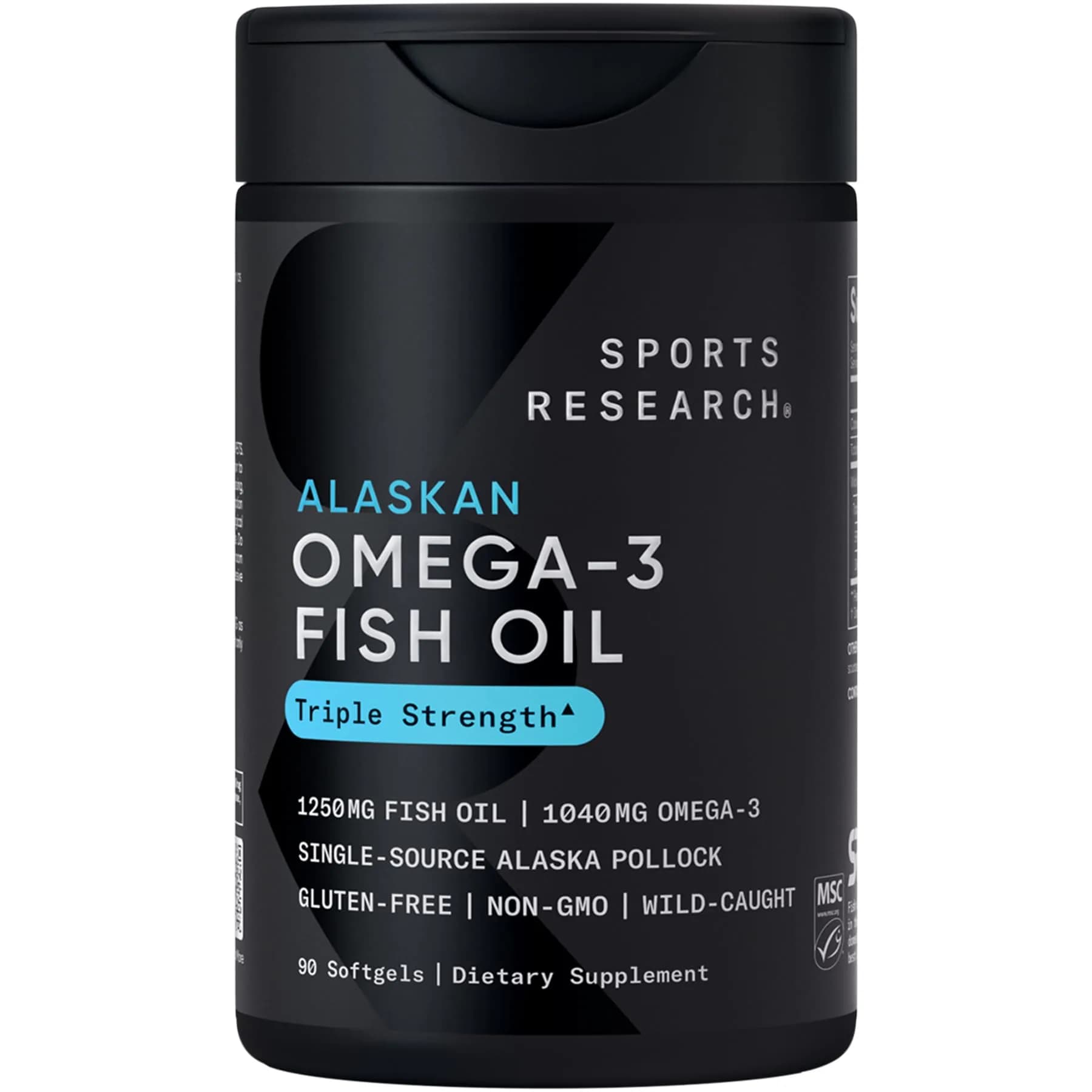 Sports Research Omega-3 Fish Oil 1250mg 90 Count | IFOS 5-Star Certified, Sustainably Sourced, 690mg EPA & 260mg DHA per Softgel