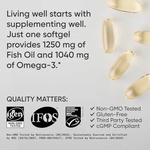 Sports Research Omega-3 Fish Oil 1250mg 90 Count | IFOS 5-Star Certified, Sustainably Sourced, 690mg EPA & 260mg DHA per Softgel thumbnail 4