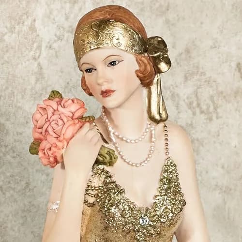 Touch of Class Poised with Style Shelf Sitter - Resin - Glitter - Gold, Blush - Daydreaming Woman - Sitting Lady for Bedroom, Living Room, Desk, Book Shelf, Mantel, Den, Office thumbnail 4