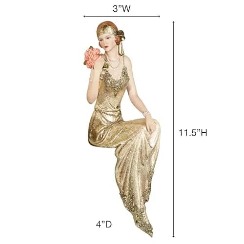 Touch of Class Poised with Style Shelf Sitter - Resin - Glitter - Gold, Blush - Daydreaming Woman - Sitting Lady for Bedroom, Living Room, Desk, Book Shelf, Mantel, Den, Office thumbnail 3