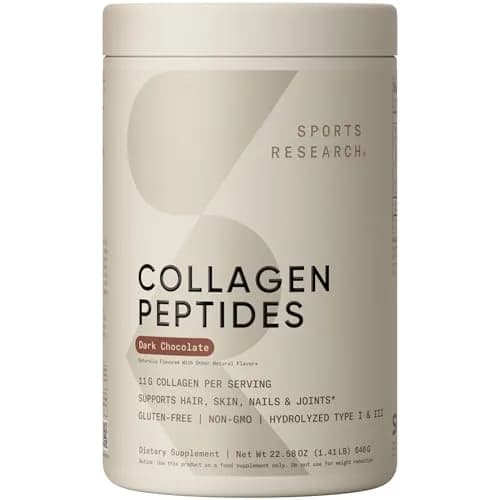 Sports Research Dark Chocolate protein powder tub Collagen 40 servings