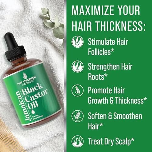 Hair Thickness Maximizer Organic Jamaican Black Castor Oil for Hair Growth 30ml (1 Fl Oz) | Vegan, Cruelty-Free Scalp Treatment thumbnail 3