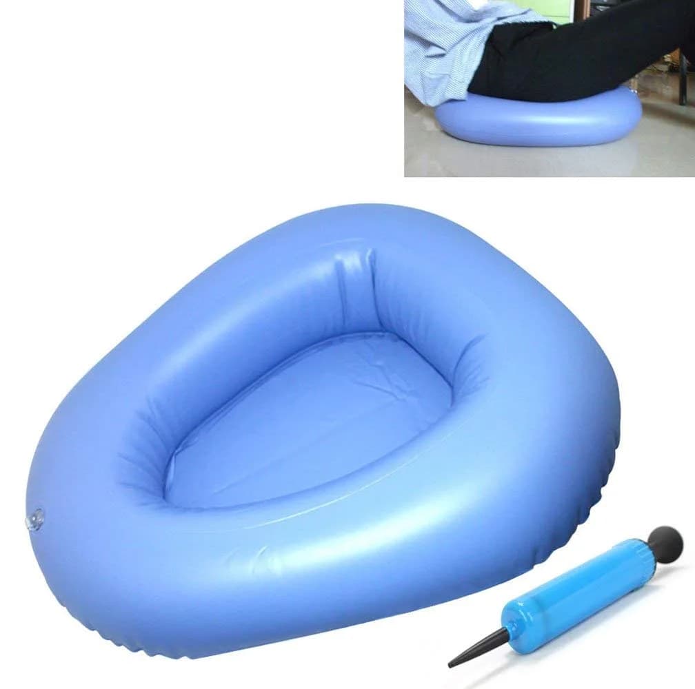 KIKIGOAL Blue Inflatable Bed Pan for Elderly & Paralyzed | Washable & Portable