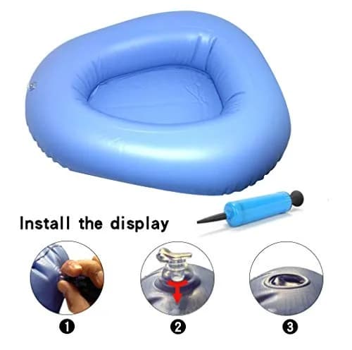 KIKIGOAL Blue Inflatable Bed Pan for Elderly & Paralyzed | Washable & Portable thumbnail 3