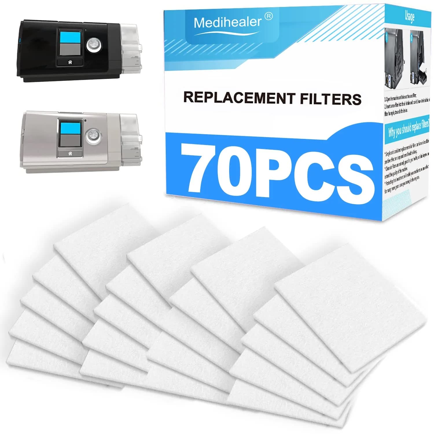 Medihealer 70 Packs CPAP Filters | Three Year Supply for AirSense 10, AirCurve 10, Airstart Series - main product image