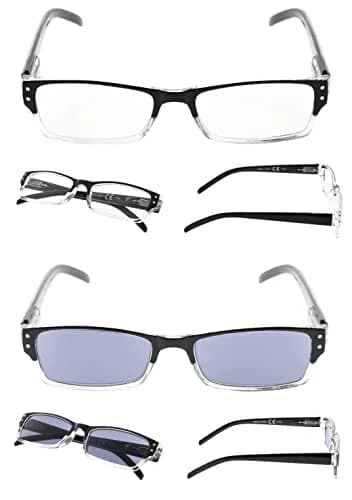 LUR Reading Glasses 4-pack Include Sunshine Readers for Men | Classic Fashion Frames with Spring Hinges thumbnail 4
