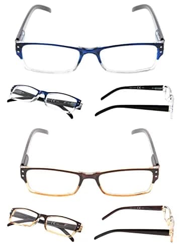 LUR Reading Glasses 4 Pack Include Sun Readers | Classic Fashion Frames for Men & Women thumbnail 5
