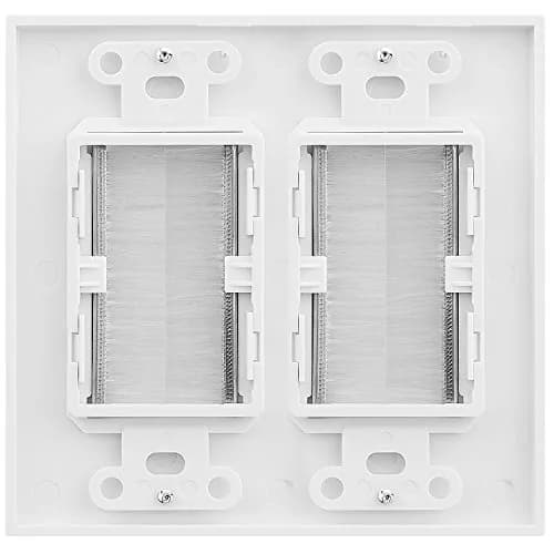 Fosmon 2-Gang Wall Plate, Brush Style Opening Passthrough Low Voltage Cable Plate in-Wall Installation for Speaker Wires, Coaxial, HDMI, or Network/Phone Cables - 2 PACK thumbnail 2