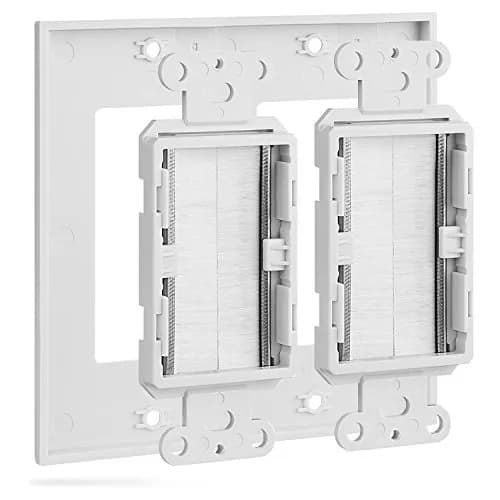 Fosmon 2-Gang Wall Plate, Brush Style Opening Passthrough Low Voltage Cable Plate in-Wall Installation for Speaker Wires, Coaxial, HDMI, Network - 3 PACK thumbnail 3