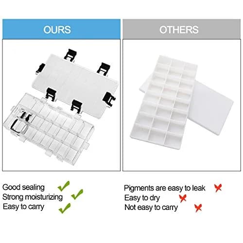 joybest Watercolor Palette Box 24-Well | Airtight Leak Proof Travel Case for Watercolors, Acrylic, Gouache & Oil Paint (6.41x3.26x0.86 in) thumbnail 5