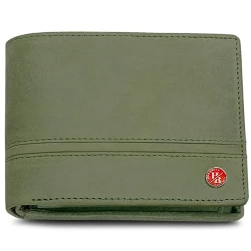HORNBULL Denial Leather Wallet for Men | RFID Blocking Bi-Fold Wallet (Green) | 7 Card Slots, 2 Money Compartments, 1 Coin Pocket thumbnail 1