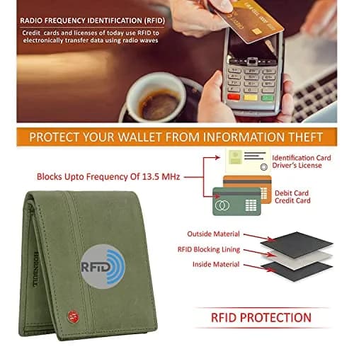 HORNBULL Denial Leather Wallet for Men | RFID Blocking Bi-Fold Wallet (Green) | 7 Card Slots, 2 Money Compartments, 1 Coin Pocket thumbnail 10