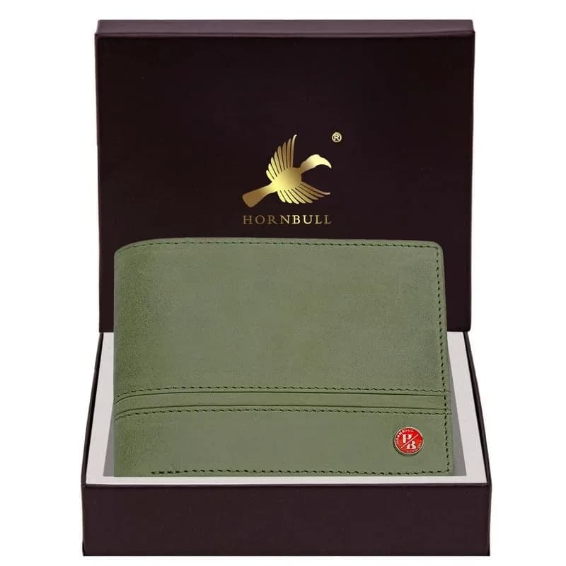 HORNBULL Denial Leather Wallet for Men | RFID Blocking Bi-Fold Wallet (Green) | 7 Card Slots, 2 Money Compartments, 1 Coin Pocket thumbnail 3