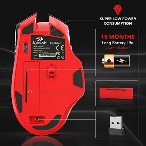 Redragon M690-1 Wireless Optical Gaming Mouse 2400 DPI Remapping Keys | 5 DPI Levels, 8 Buttons, 2.4G Wireless thumbnail 6
