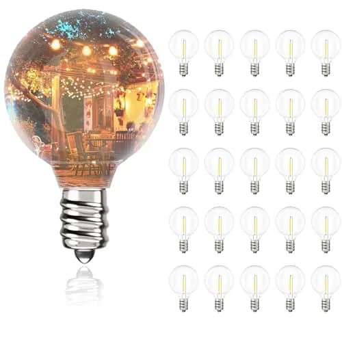 Svater G40 LED Replacement Bulbs for Outdoor String Lights, 25 Pack | Dimmable Shatterproof Globe Bulbs, E12/C7 Screw Base, Warm White 2700K thumbnail 1