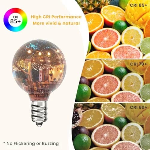 Svater G40 LED Replacement Bulbs for Outdoor String Lights, 25 Pack | Dimmable Shatterproof Globe Bulbs, E12/C7 Screw Base, Warm White 2700K thumbnail 6