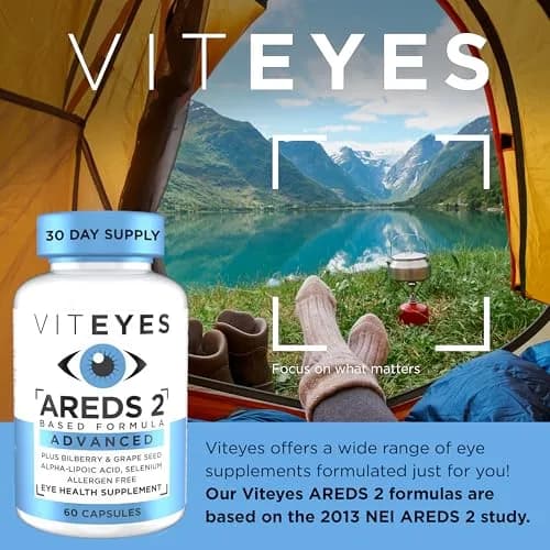 Viteyes AREDS 2 Advanced Macular Support with Bilberry, Grape Seed, Lutein, Selenium, Natural Vitamin E, Allergen Free, Eye Vitamins for Vision Support, 60 Count | Supports Macular Health thumbnail 2