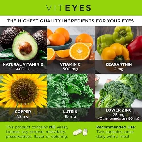 Viteyes AREDS 2 Eye Vitamins, Classic Macular Support, 60 Capsules | Allergen Free, Natural Vitamins for Eye Health thumbnail 2