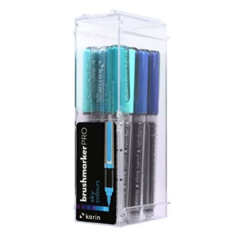 Karin Brushmarker Pro 12pc Sky Colors Brush Tip Markers Set 2.4ml (0.08 Fl Oz) | Blendable Water-Based Markers for Adults and Artists thumbnail 4