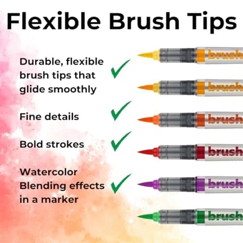 Karin Brushmarker Pro 12pc Basic Colors Brush Tip Markers Set | Blendable Water-Based Professional Grade Markers for Adults and Artists thumbnail 6