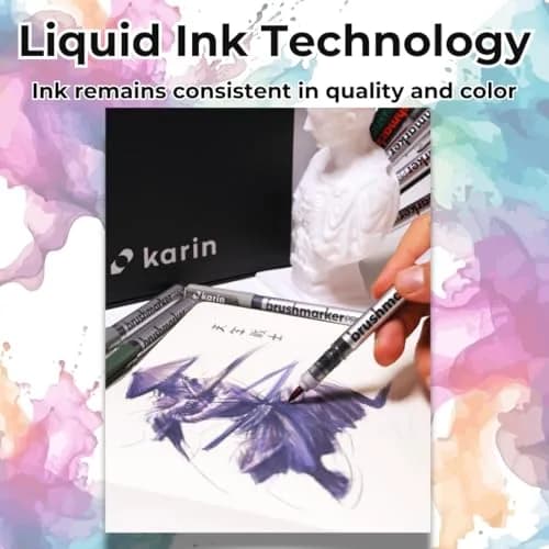 Karin Brushmarker Pro 12pc Flower Colors Brush Tip Markers Set, 2.4ml Ink Each | Blendable Water-Based for Artists thumbnail 2