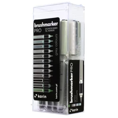KARIN Pro Brush Marker 12 Grey Colours Set 2.4ml Liquid Paint | Smooth Ink Flow thumbnail 1