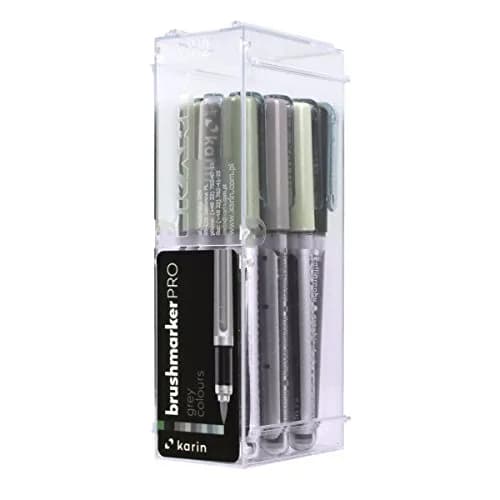 KARIN Pro Brush Marker 12 Grey Colours Set 2.4ml Liquid Paint | Smooth Ink Flow thumbnail 4