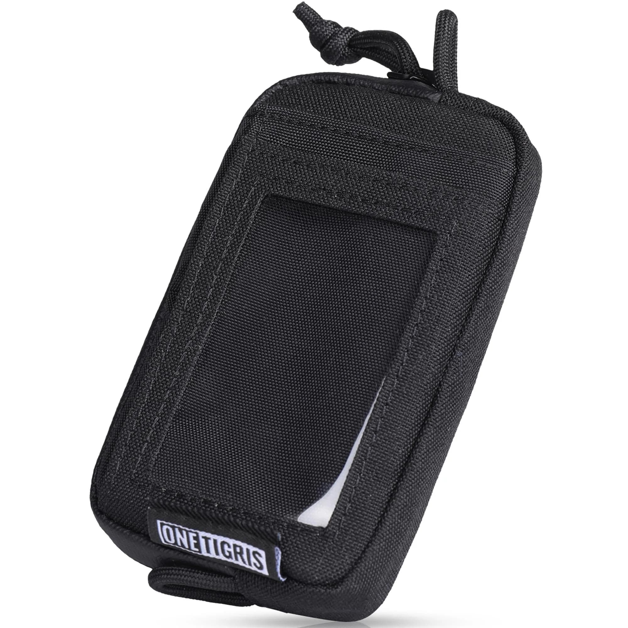 ONETIGRIS Tactical Front Pocket Wallet Camo Color | Durable Nylon Zippered Coin Pouch with ID Window — Black