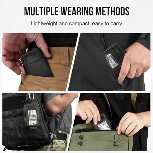 ONETIGRIS Tactical Front Pocket Wallet Zipper Coin Pouch with ID Window 10cm (3.9in) | Minimalist Nylon Organizer thumbnail 8