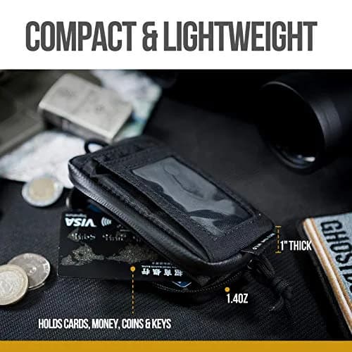 ONETIGRIS Tactical Front Pocket Wallet Zipper Coin Pouch with ID Window 10cm (3.9in) | Minimalist Nylon Organizer thumbnail 3