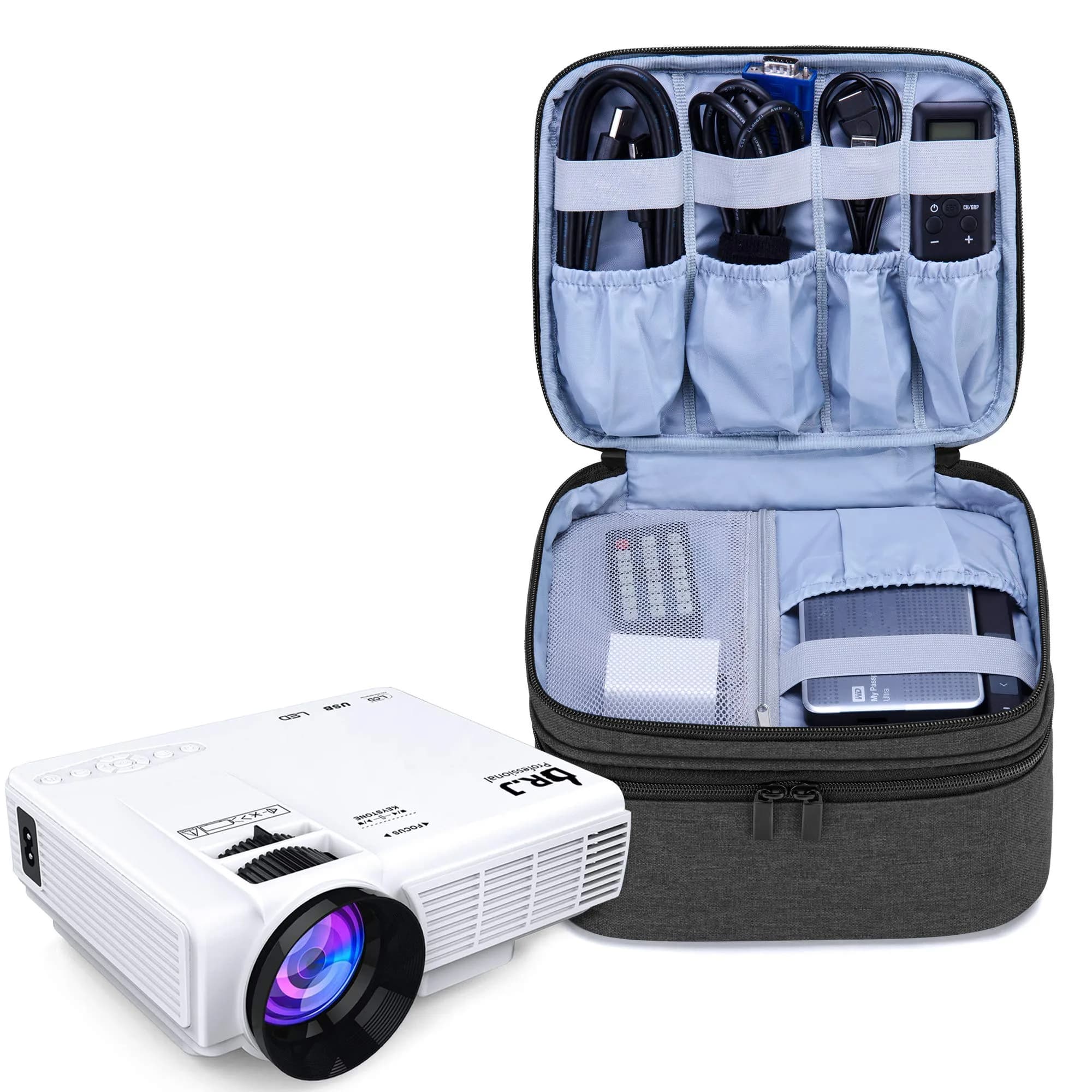 LUXJA Black Carrying Bag for Mini Projector & Accessories | Compact Portable Case with Padding (9.75" x 8.25" x 6.5") - main product image