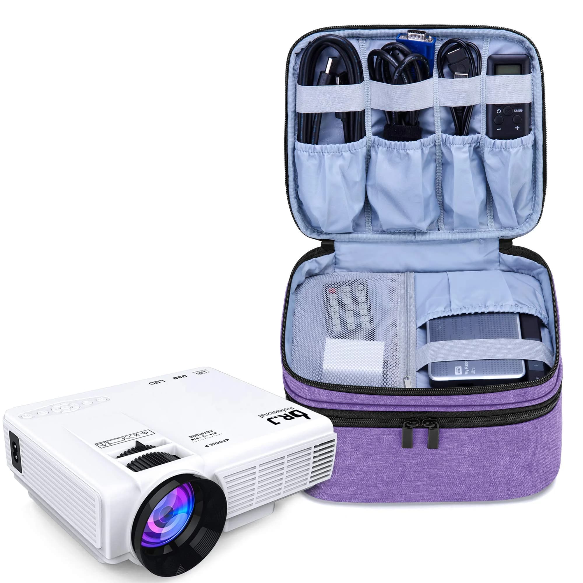 LUXJA Black Carrying Bag for Mini Projector & Accessories | Compact Portable Case with Padding (9.75" x 8.25" x 6.5") — Purple