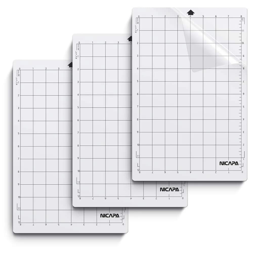 NICAPA Standard Grip Cutting Mat for Silhouette Cameo 4/3/2/1 (30x30 cm / 12x12 inch, 3-Pack) | Essential for Quilting & Craft Projects — 8x12 Inch